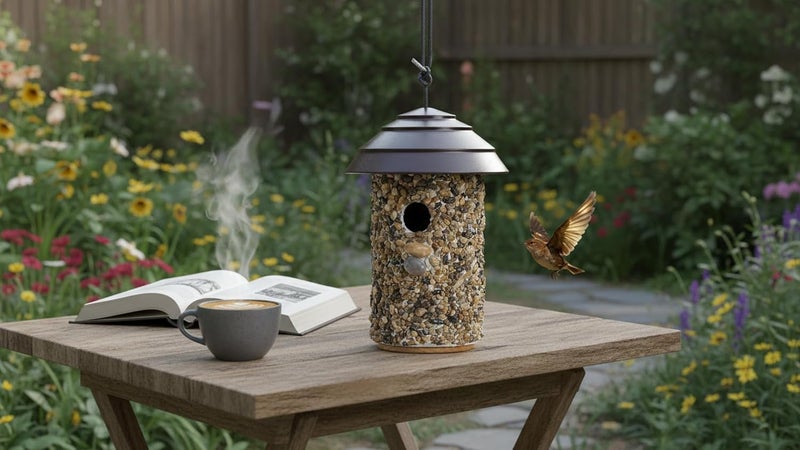 CEDAR ALPHA Pebble Stone Bird House for Outside Clearance, HDPE Roof Bird House for Outdoor, Heavy Duty Stone, Hanging Birdhouse for Outside, Wren House 10 Year Lasting (Black - Image 3